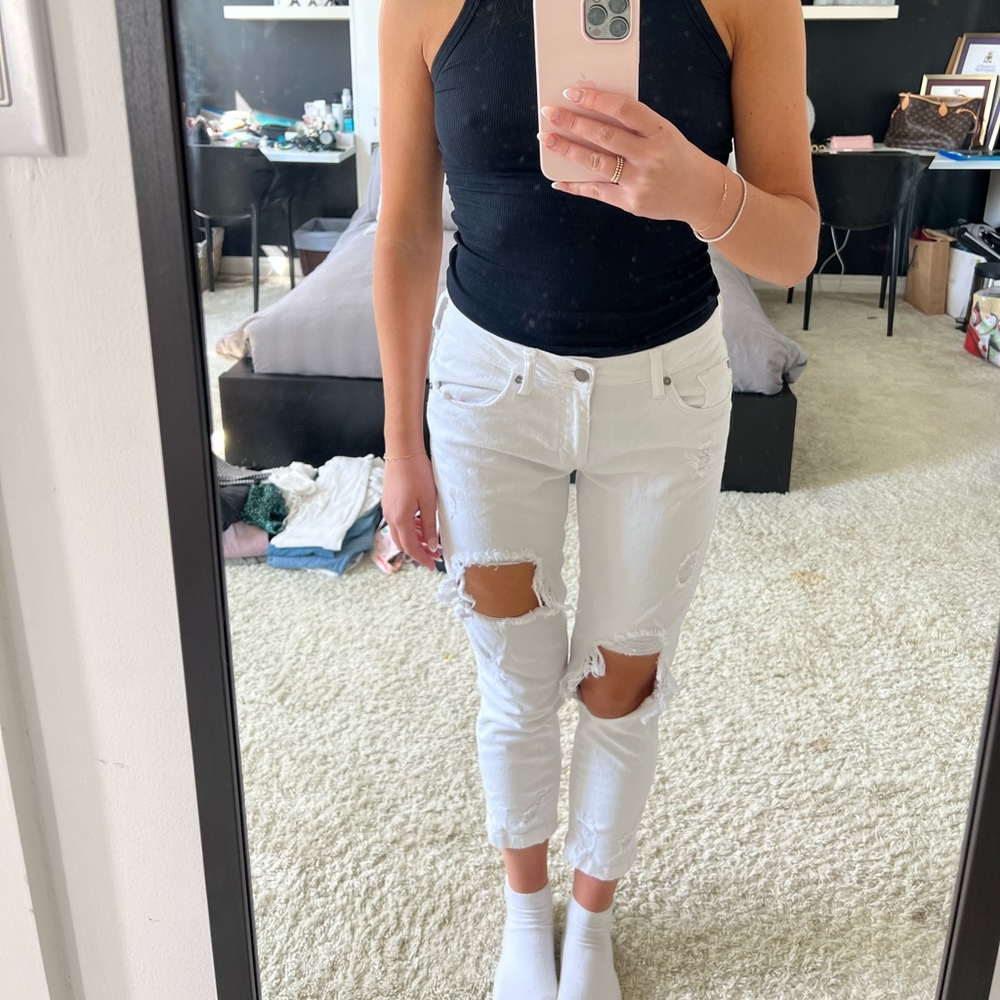 JBD white ripped jeans